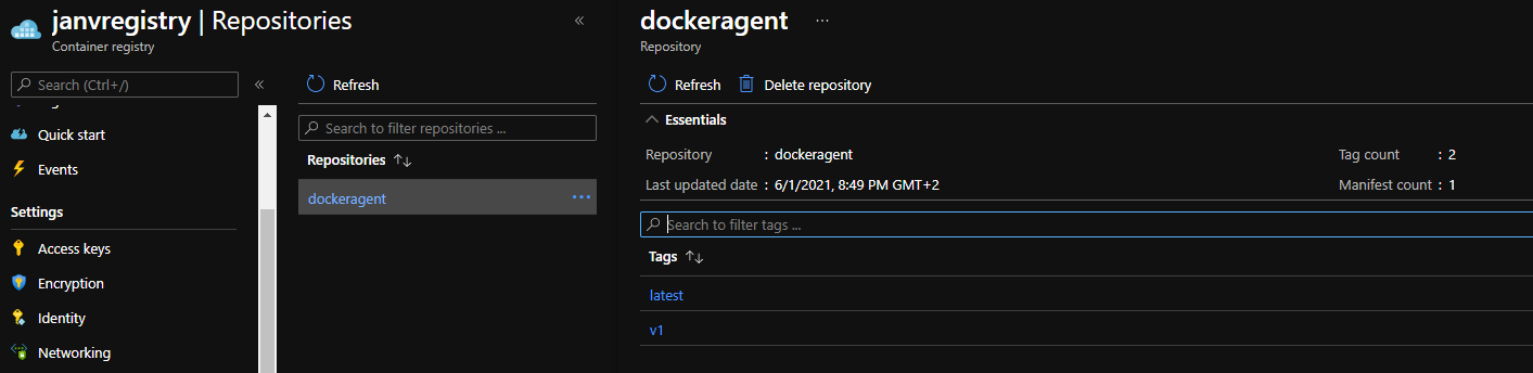 Docker image added to the Azure Container Registry